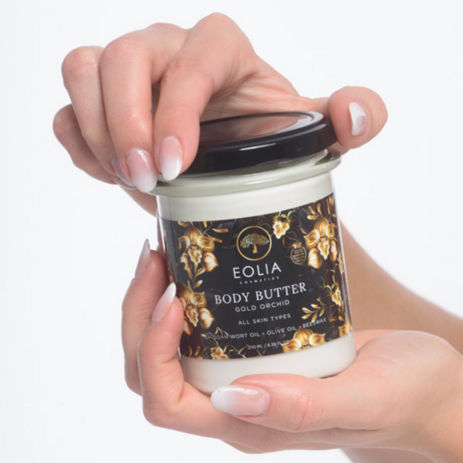 Natural Body Butter With Olive Oil St. John's Wort Oil Beeswax Golden Orchid Eolia Cosmetics - Kallisti Natural